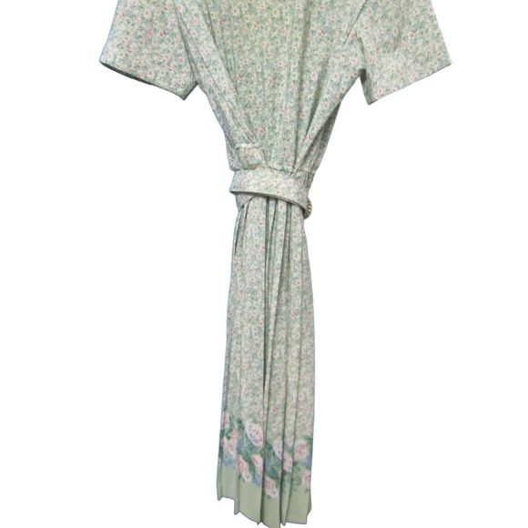 Vintage Leslie Fay floral dress with belt and shoulder pads - Picture 12 of 15